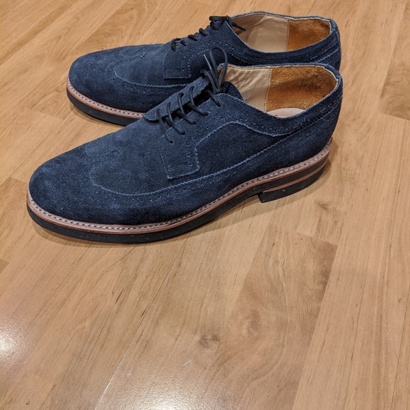 Unmarked blue suede wingtip derby with black cork - Picture 2 of 4